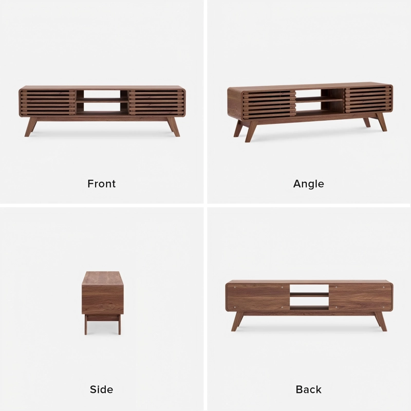 RACK TV 60 PULGADAS CON PUERTAS CORREDERAS 150X34X43 CM ESTILO MID-CENTURY - 5