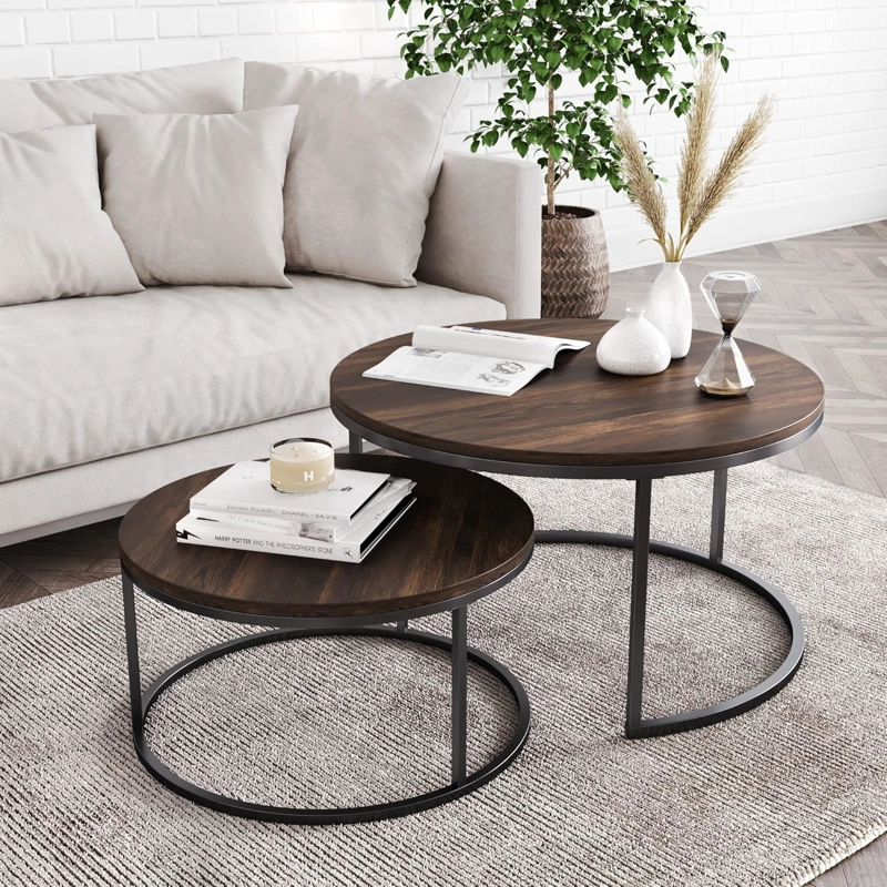 MESA DE CENTRO REDONDA KIEN 2PCS DIA 50+70 CM - 1