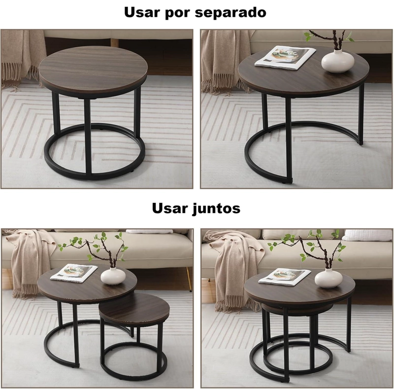 MESA DE CENTRO REDONDA KIEN 2PCS DIA 50+70 CM - 6