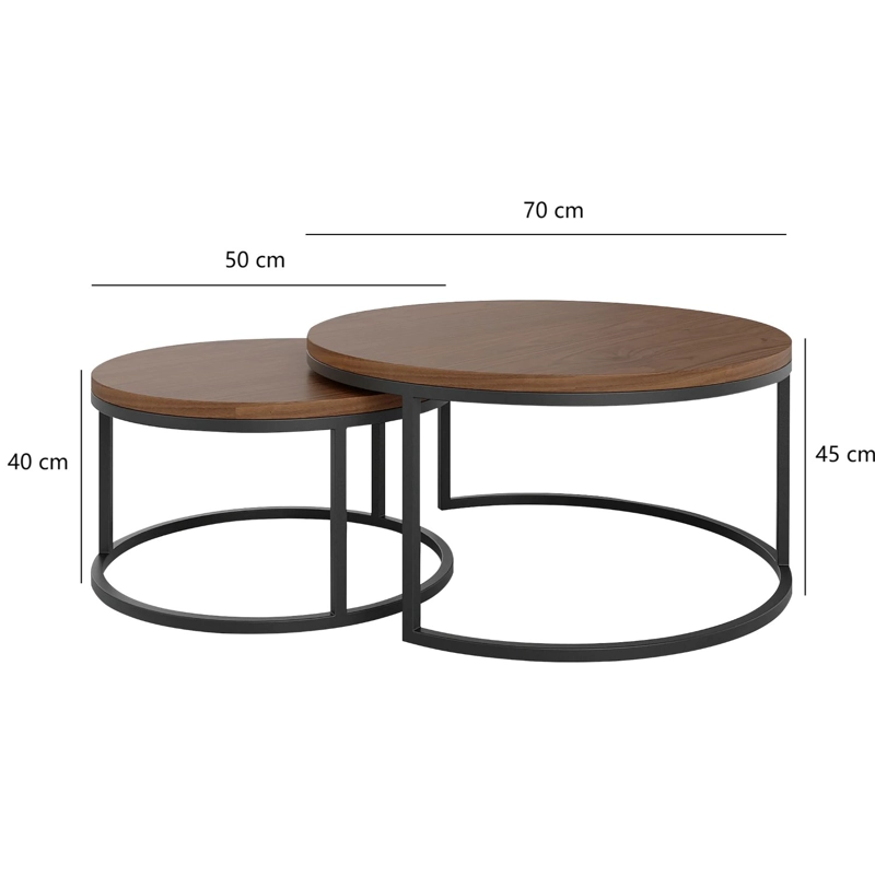 MESA DE CENTRO REDONDA KIEN 2PCS DIA 50+70 CM - 8