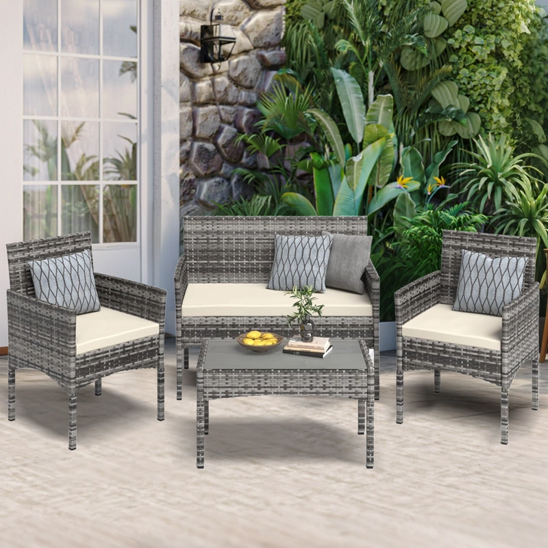 JUEGO DE LIVING DE TERRAZA BRISA 4 PIEZAS PARA EXTERIOR-GRIS - 2
