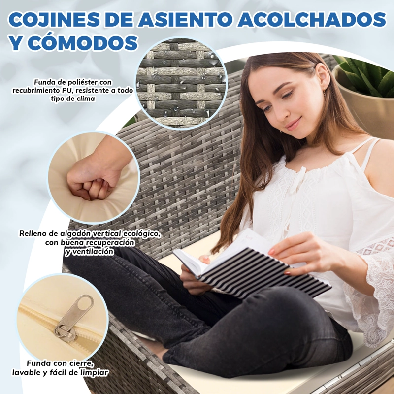 JUEGO DE LIVING DE TERRAZA BRISA 4 PIEZAS PARA EXTERIOR-GRIS - 4