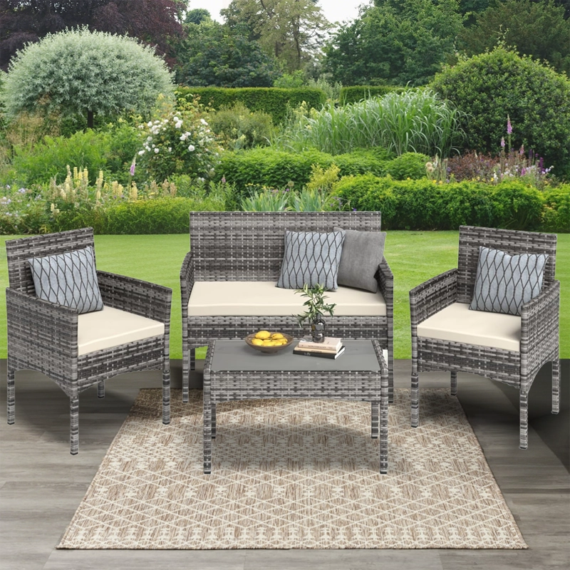 JUEGO DE LIVING DE TERRAZA BRISA 4 PIEZAS PARA EXTERIOR-GRIS - 5