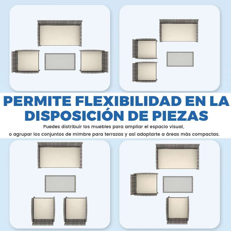 JUEGO DE LIVING DE TERRAZA BRISA 4 PIEZAS PARA EXTERIOR-GRIS - 6