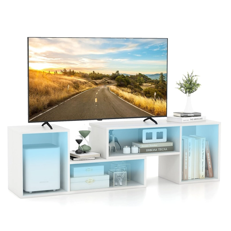 RACK TV 55” 145X35X49CM EXTENSIBLE CON LUZ RGB NEGRO - 1