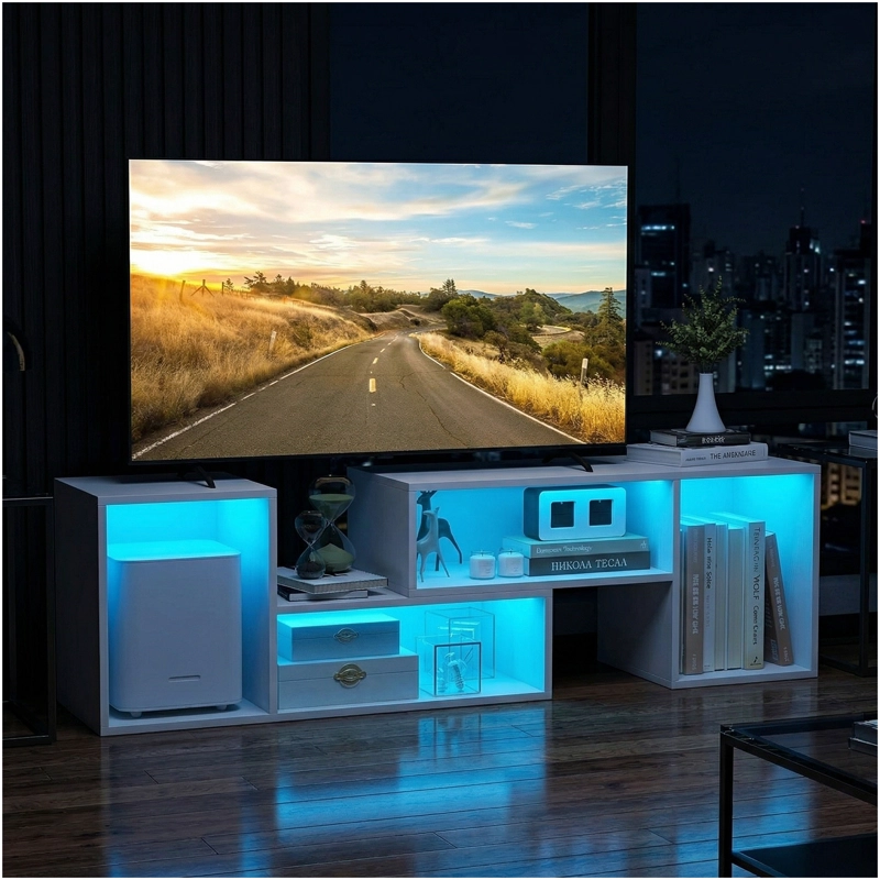 RACK TV 55” 145X35X49CM EXTENSIBLE CON LUZ RGB NEGRO - 6