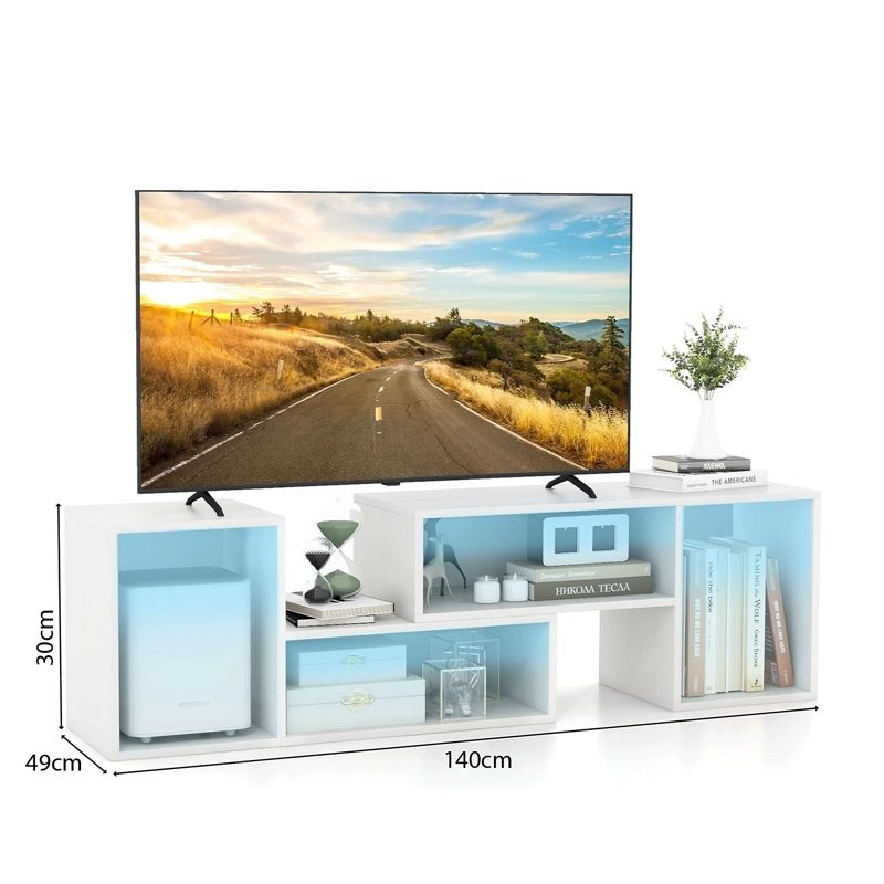 RACK TV 55” 145X35X49CM EXTENSIBLE CON LUZ RGB NEGRO - 7