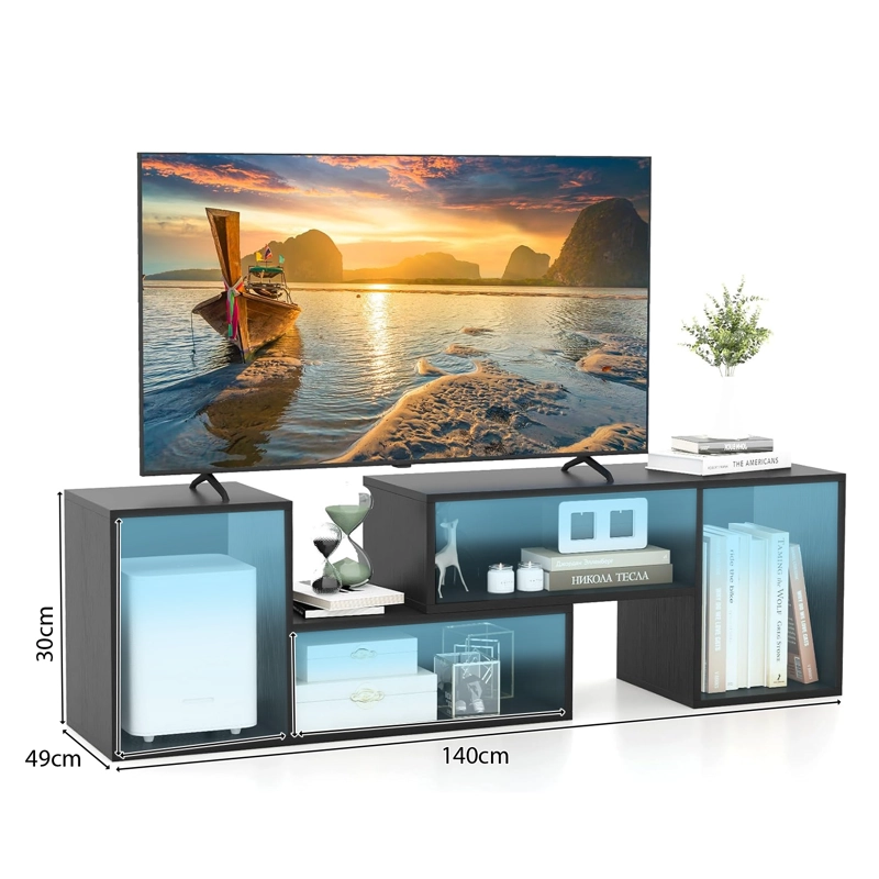 RACK TV 55” 145X35X49CM EXTENSIBLE CON LUZ RGB NEGRO - 8
