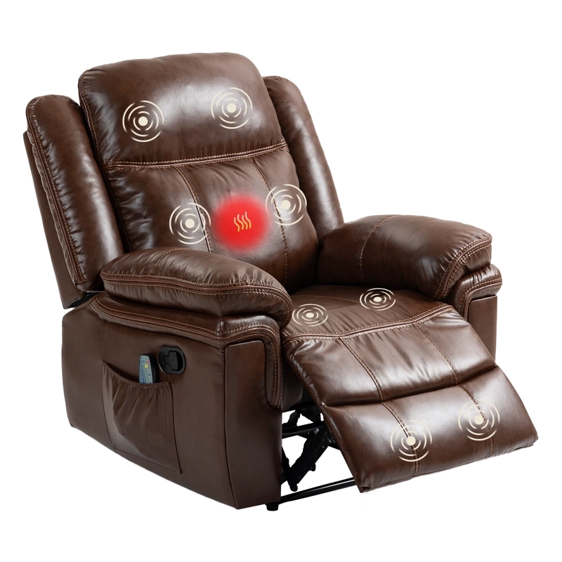 BERGER RECLINABLE FREDDO DE CUERO PU CON MASAJE Y CALEFACCION MARRON - 1