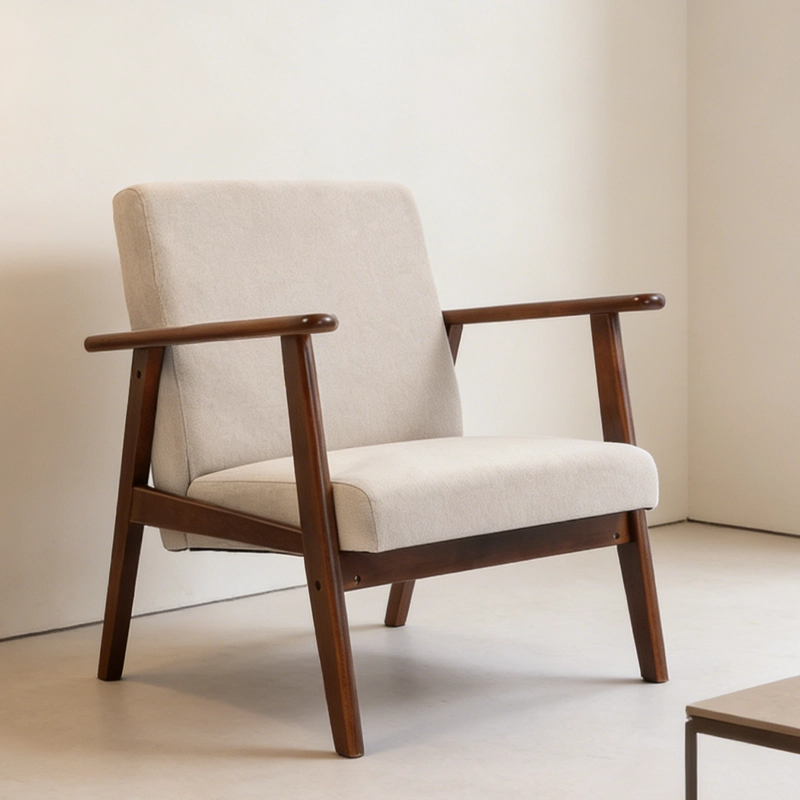POLTRONA ELIDE MADERA COLOR MIELTAUPE MODERNA PARA LIVING DORMITORIO - 1