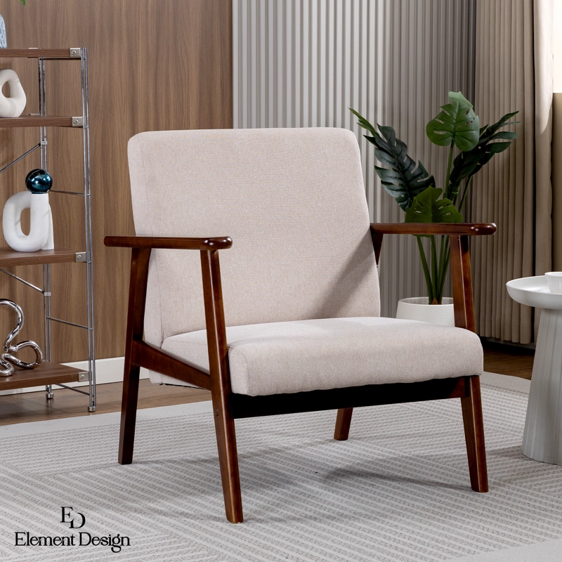 POLTRONA ELIDE MADERA COLOR MIELTAUPE MODERNA PARA LIVING DORMITORIO - 2