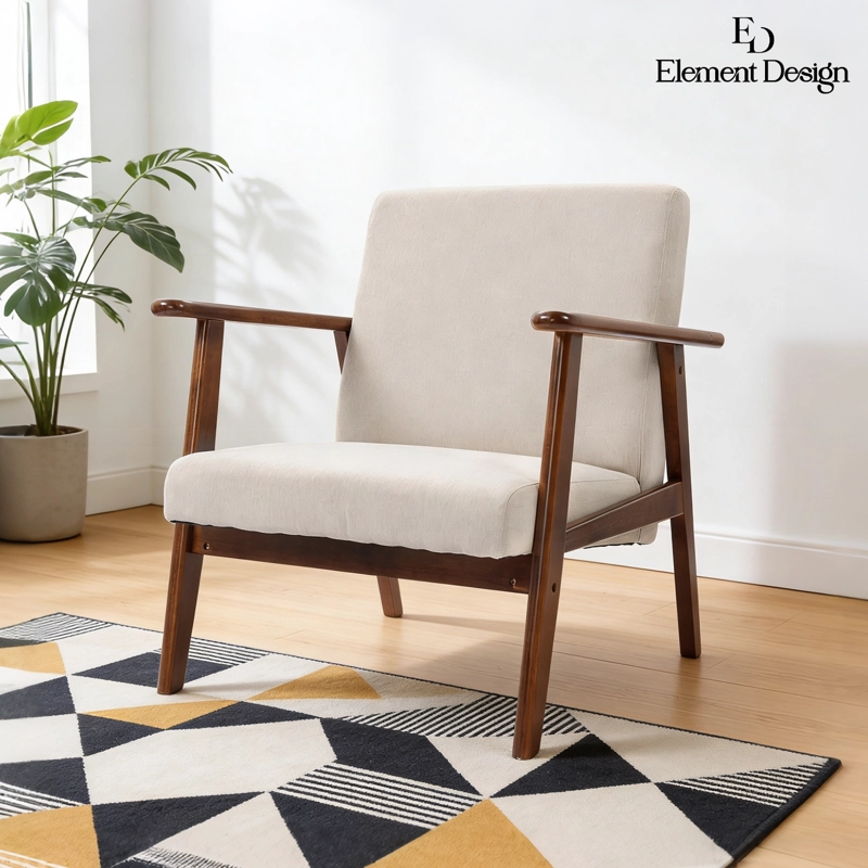 POLTRONA ELIDE MADERA COLOR MIELTAUPE MODERNA PARA LIVING DORMITORIO - 6