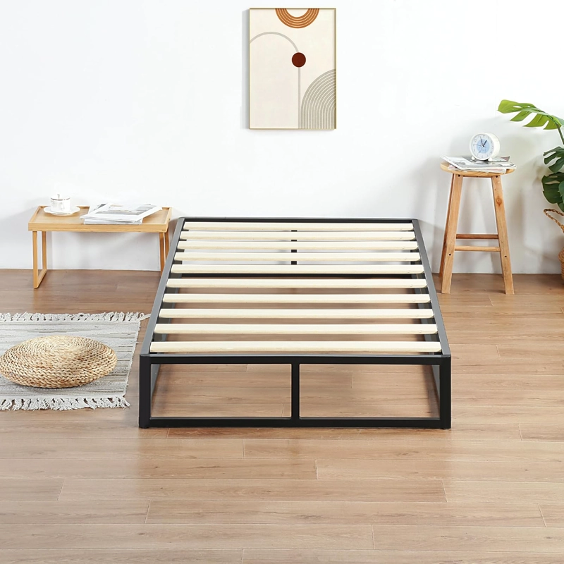 BASE DE CAMA 1.5 PLAZAS METALICA CON LISTONES DE MADERA 105X190X30 CM - 4
