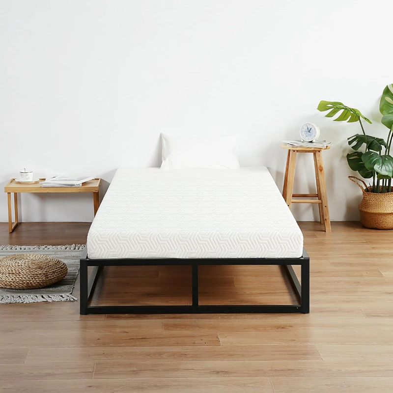 BASE DE CAMA 1.5 PLAZAS METALICA CON LISTONES DE MADERA 105X190X30 CM - 5