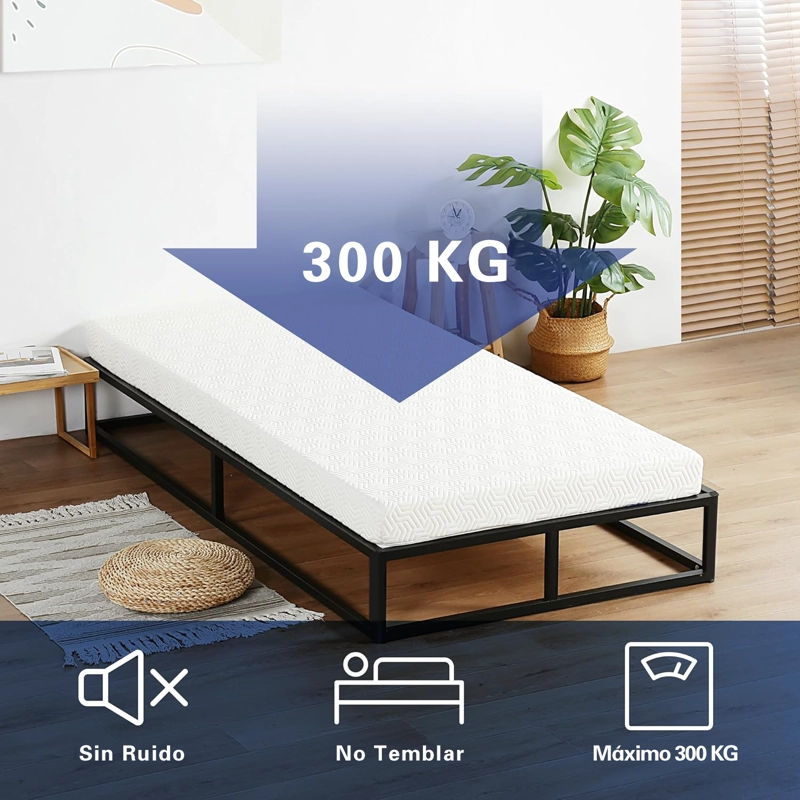 BASE DE CAMA 1.5 PLAZAS METALICA CON LISTONES DE MADERA 105X190X30 CM - 6