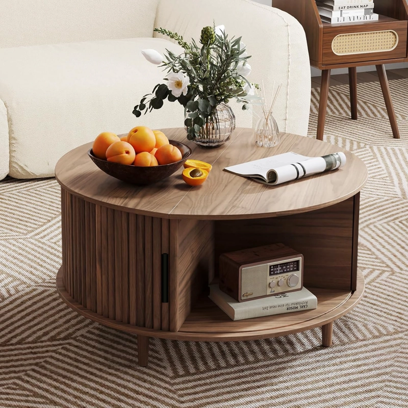 MESA DE CENTRO DE SALA MODERNAS MARRON 80X45CM REDONDA MDF LIVING - 5