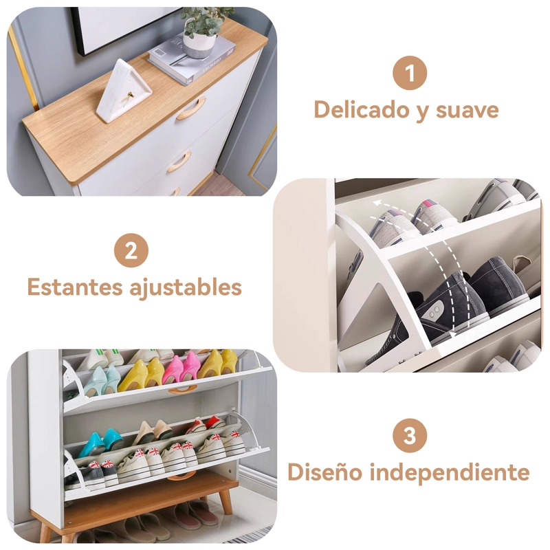 ZAPATERO ORGANIZADOR CON 3 PUERTAS Y 2 FILAS,CAPACIDAD 18 PARES - 7