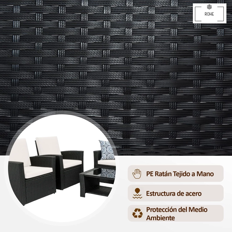 JUEGO DE LIVING DE TERRAZA 4 PERSONAS DE RATAN SINTE TICO - 5