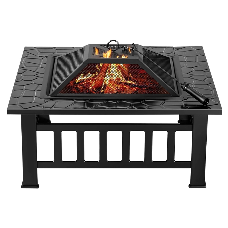 Brasero Parrilla Cuadrada Para Carbón Mesa de Fuego 3 en 1 Exterior - 1