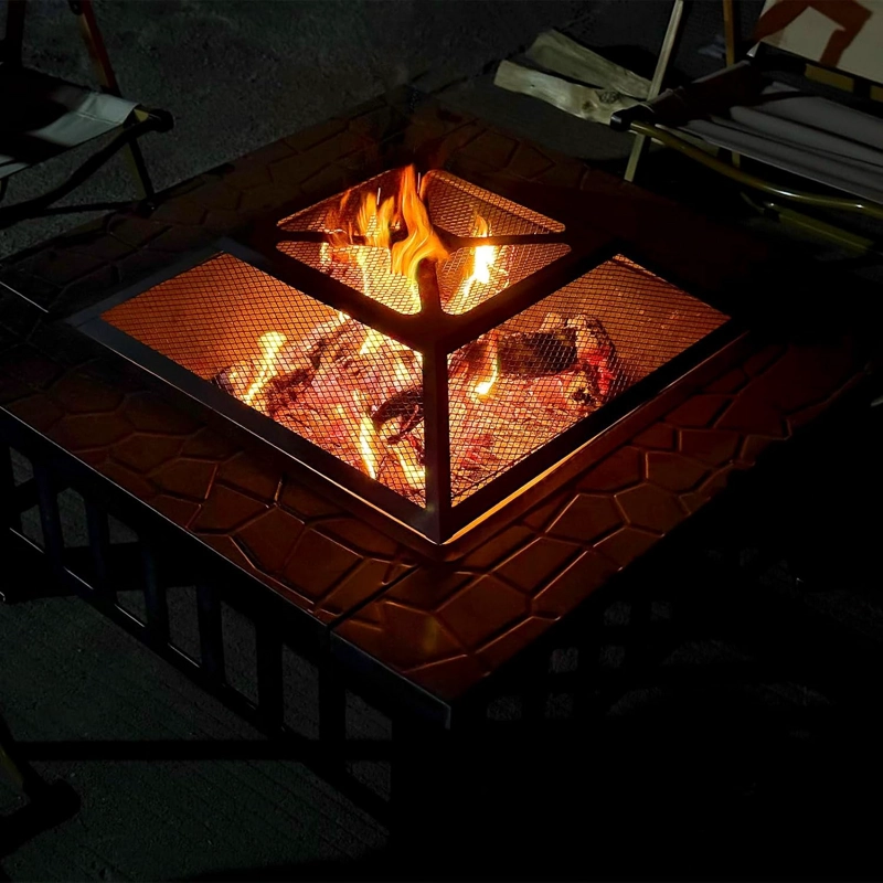 Brasero Parrilla Cuadrada Para Carbón Mesa de Fuego 3 en 1 Exterior - 4