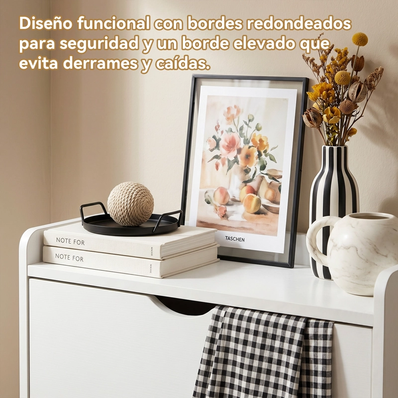 ZAPATERO ORGANIZADOR 2 PUERTAS ABATIBLES BLANCO 50X17X85 CM MODERNO - 4
