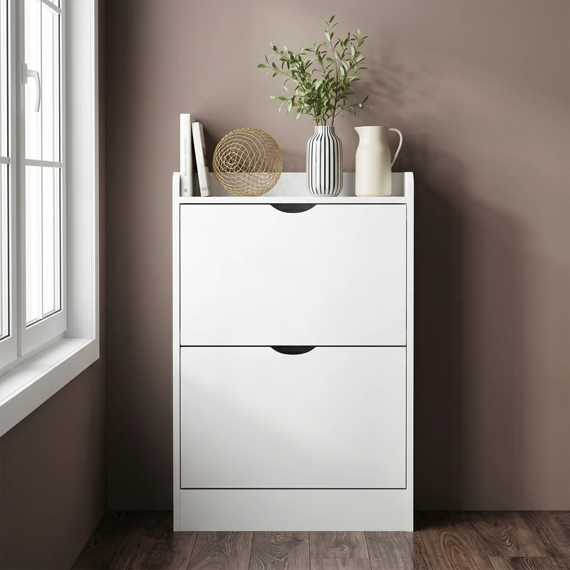 ZAPATERO ORGANIZADOR 2 PUERTAS ABATIBLES BLANCO 50X17X85 CM MODERNO - 6