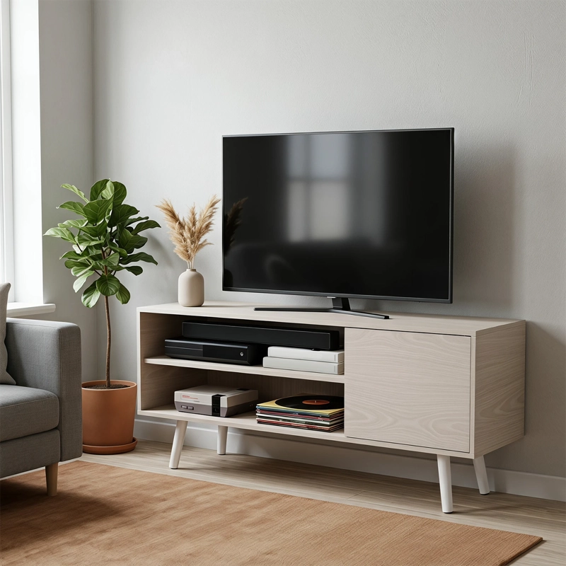 RACK DE TV 50 MODERNO CON ALMACENAMIENTO, ESTILO NORDICO, 120X30X45 CM - 1
