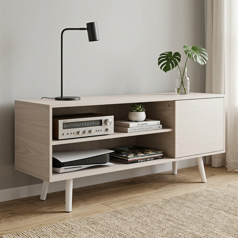 RACK DE TV 50 MODERNO CON ALMACENAMIENTO, ESTILO NORDICO, 120X30X45 CM - 6
