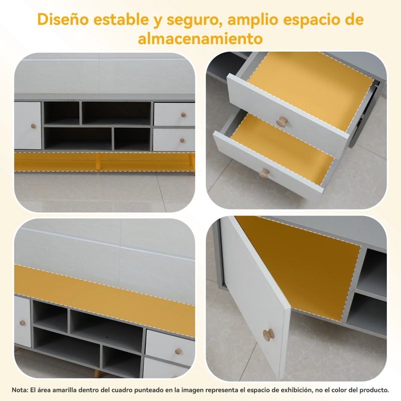 RACK TV 55' 120X30X40 CM GRIS BLANCO ROHE CON 3 CAJONES MDF - 6