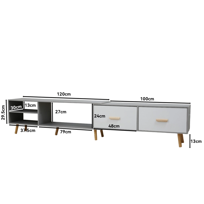 RACK TV 55' (140-218)X40X30 CM GRIS ROHE CON 2 CAJONES MDF CORREDIZAS - 5