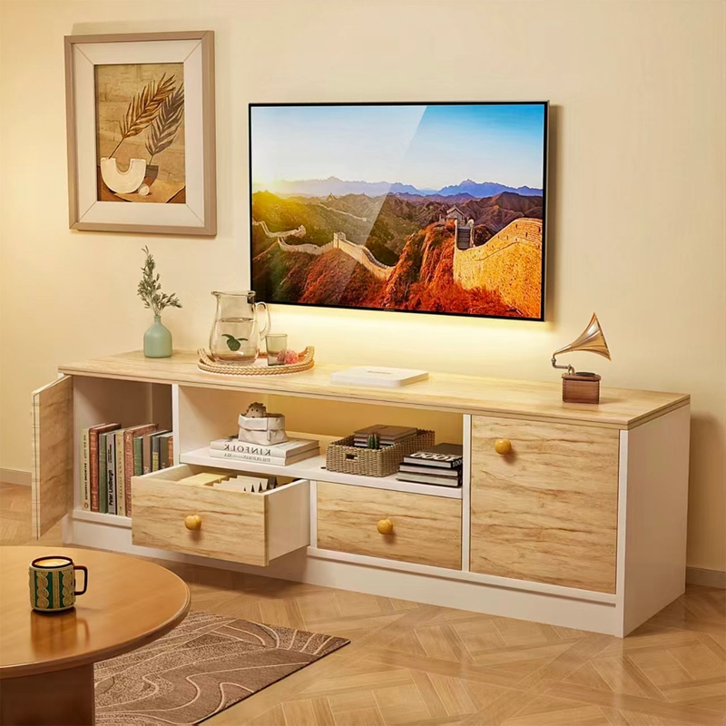 RACK TV 55' 140*30*40 CM BLANCO MADERA ROHE CON 2 CAJONES MDF - 2