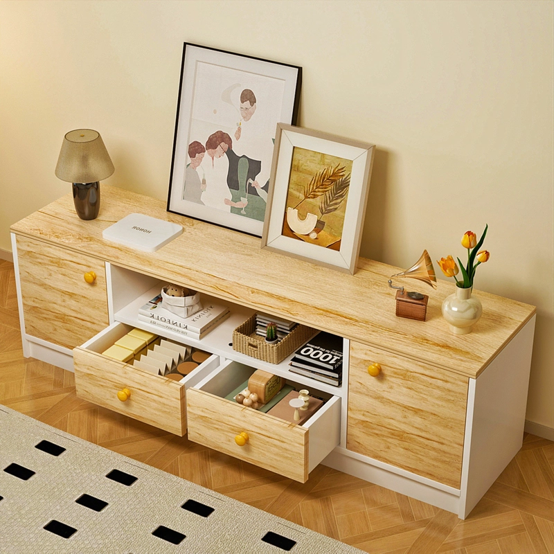 RACK TV 55' 140*30*40 CM BLANCO MADERA ROHE CON 2 CAJONES MDF - 3