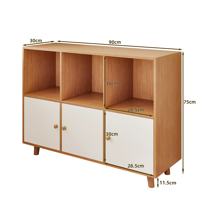 ESTANTERIA LIBRERO 3+3 PUERTAS COLOR MADERA 90 X 30 X 74 CM - 4