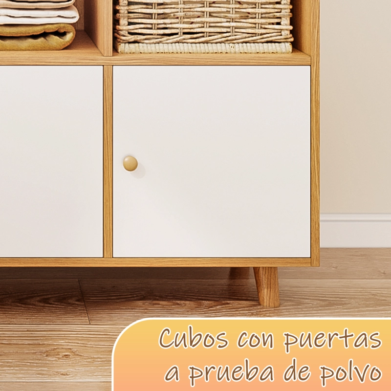 ESTANTERIA LIBRERO 3+3 PUERTAS COLOR MADERA 90 X 30 X 74 CM - 6