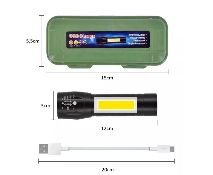 LINTERNA MINI RECARGABLE OEM TACTICA USB LARGA DISTANCIA - 4