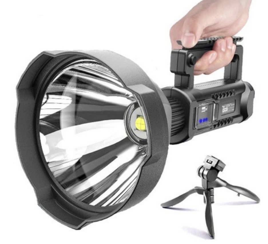 LINTERNA LED DE LARGO ALCANCE OEM RECARGABLE CON TRIPODE - 2