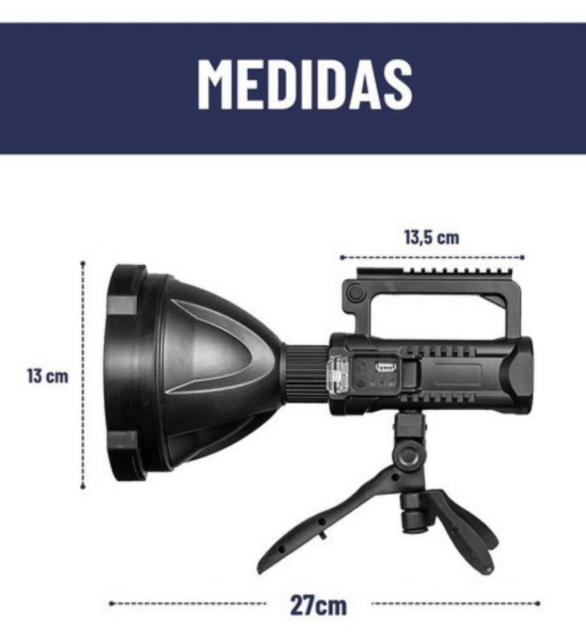 LINTERNA LED DE LARGO ALCANCE OEM RECARGABLE CON TRIPODE - 3
