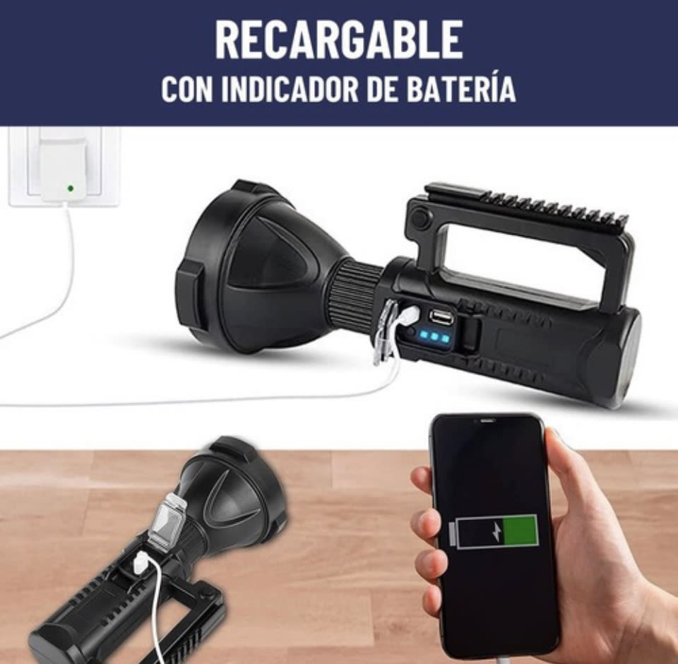 LINTERNA LED DE LARGO ALCANCE OEM RECARGABLE CON TRIPODE - 4