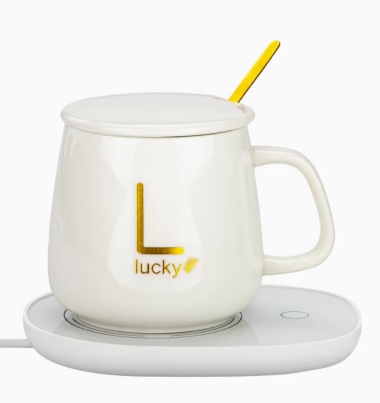 TAZA CON PORTAVASO CALE NTADOR ELÉCTRICO - EN COLOR BLANCO - 1