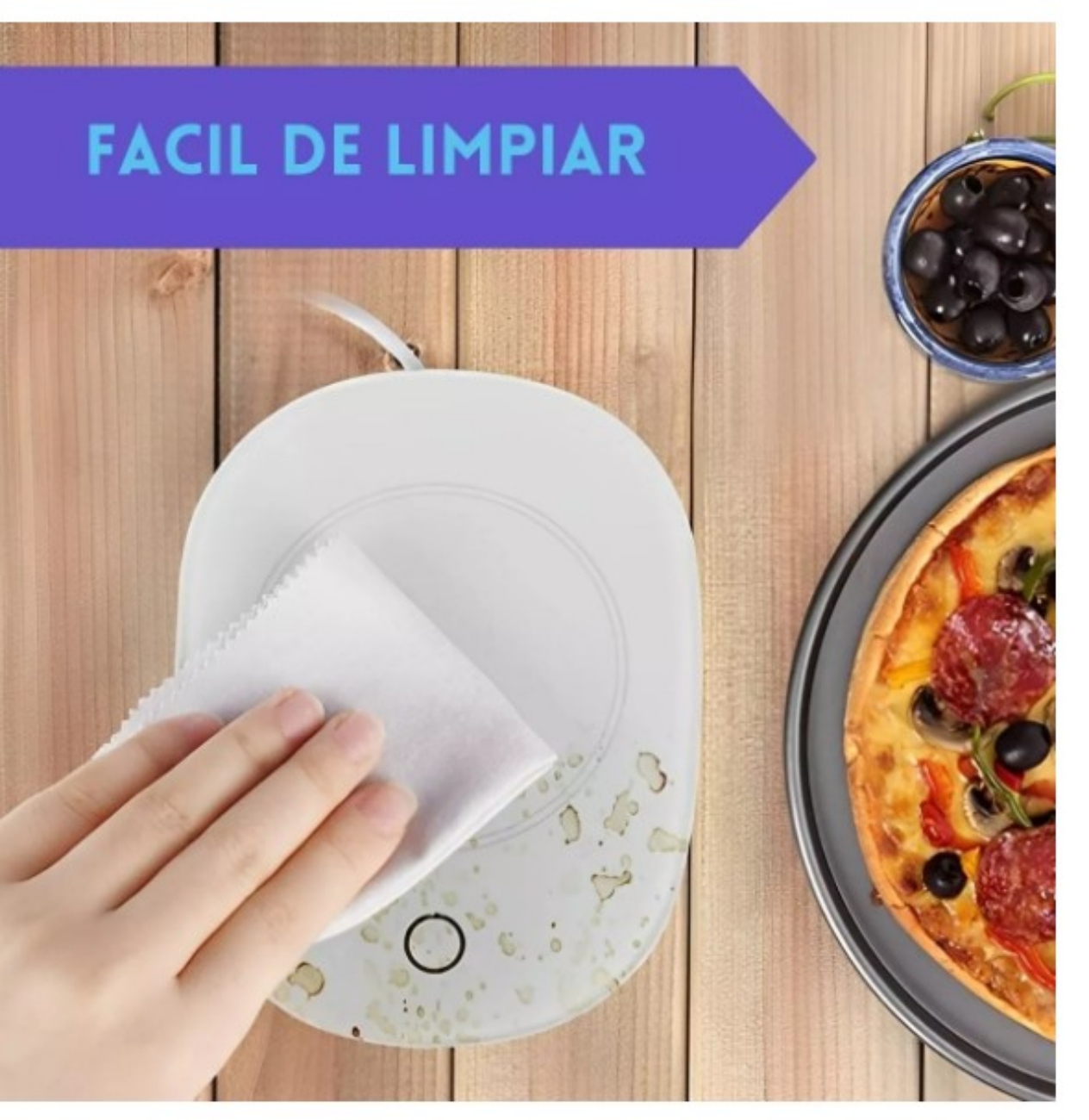 TAZA CON PORTAVASO CALE NTADOR ELÉCTRICO - EN COLOR BLANCO - 2