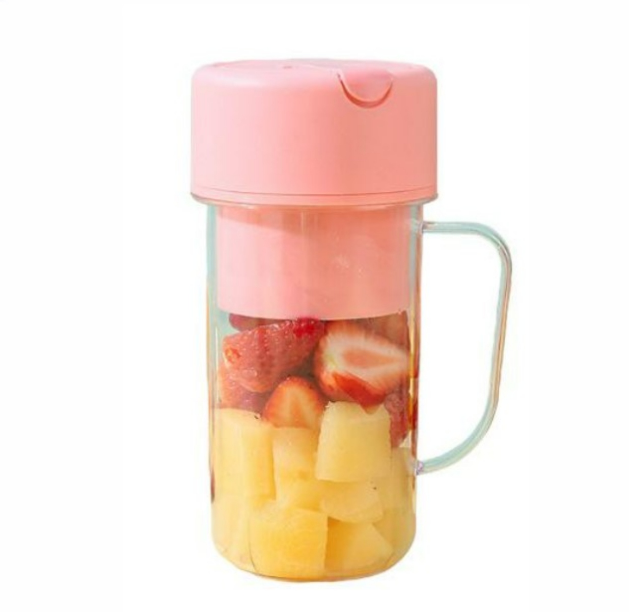 TAZA DE JUGO EXPRIMIDOR LICUADORA PORTATIL CON BOMBILLA Y ASA 340ML -ROSA - 2