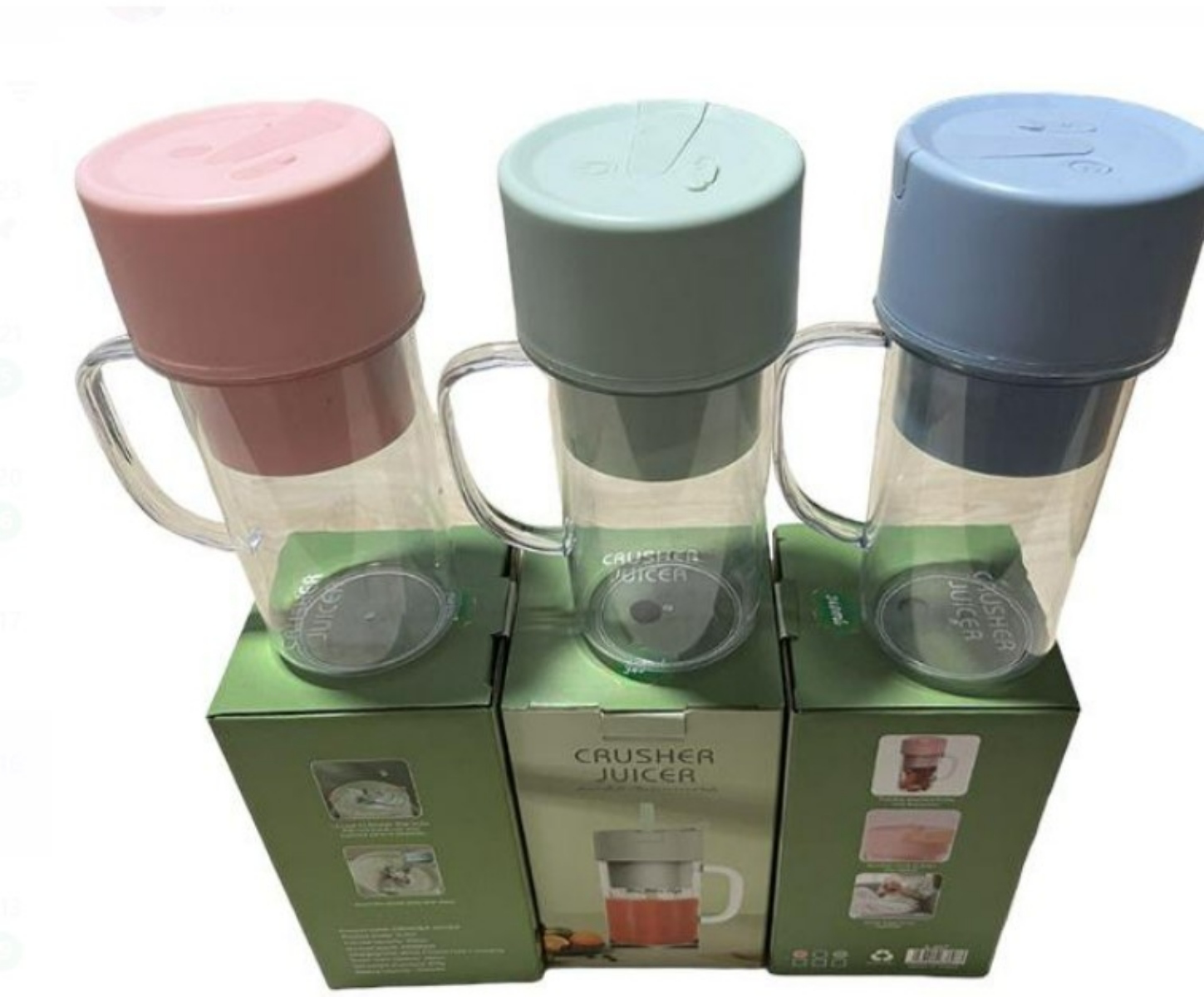 TAZA DE JUGO EXPRIMIDOR LICUADORA PORTATIL CON BOMBILLA Y ASA 340ML -ROSA - 3