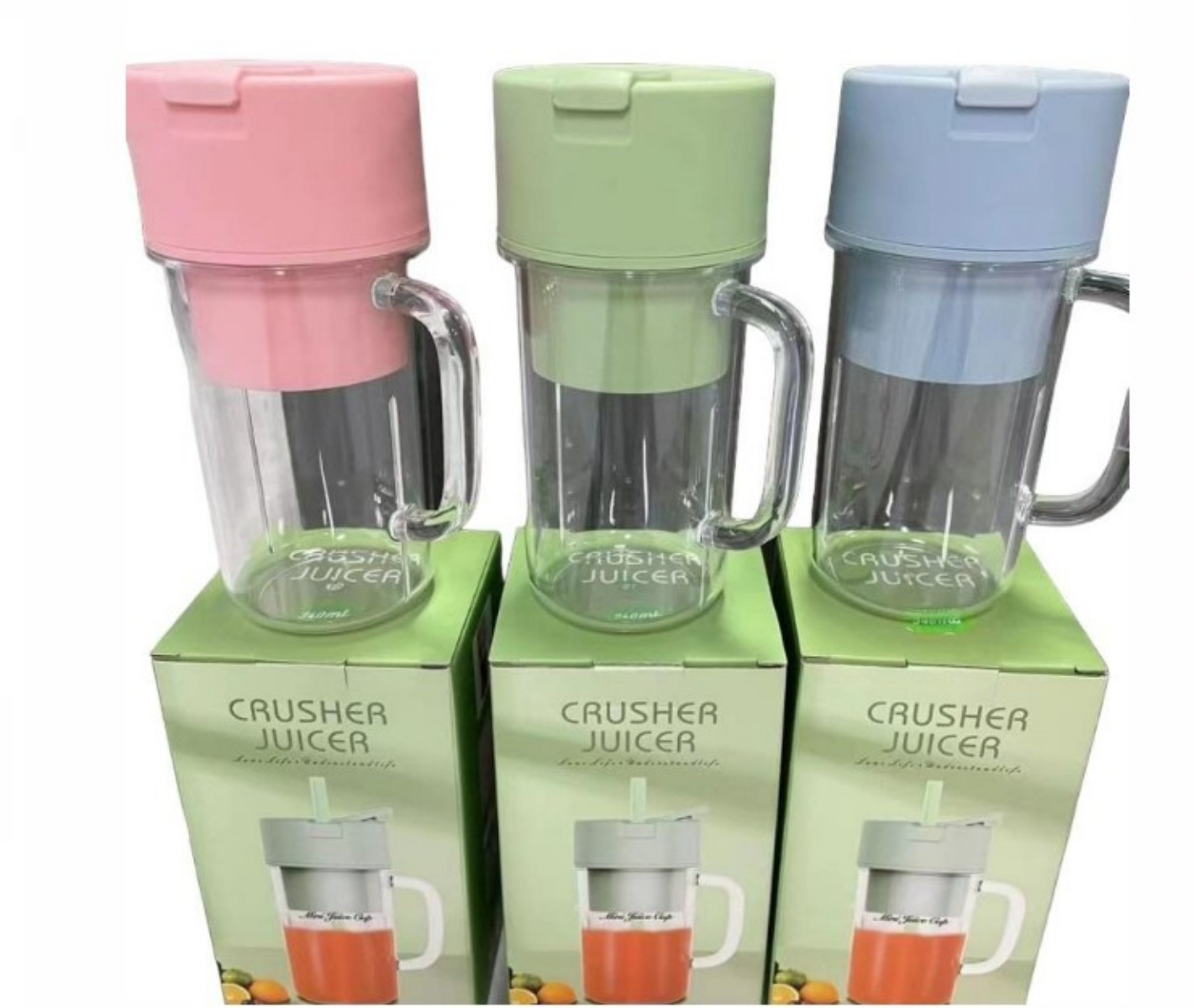 TAZA DE JUGO EXPRIMIDOR LICUADORA PORTATIL CON BOMBILLA Y ASA 340ML -ROSA - 4