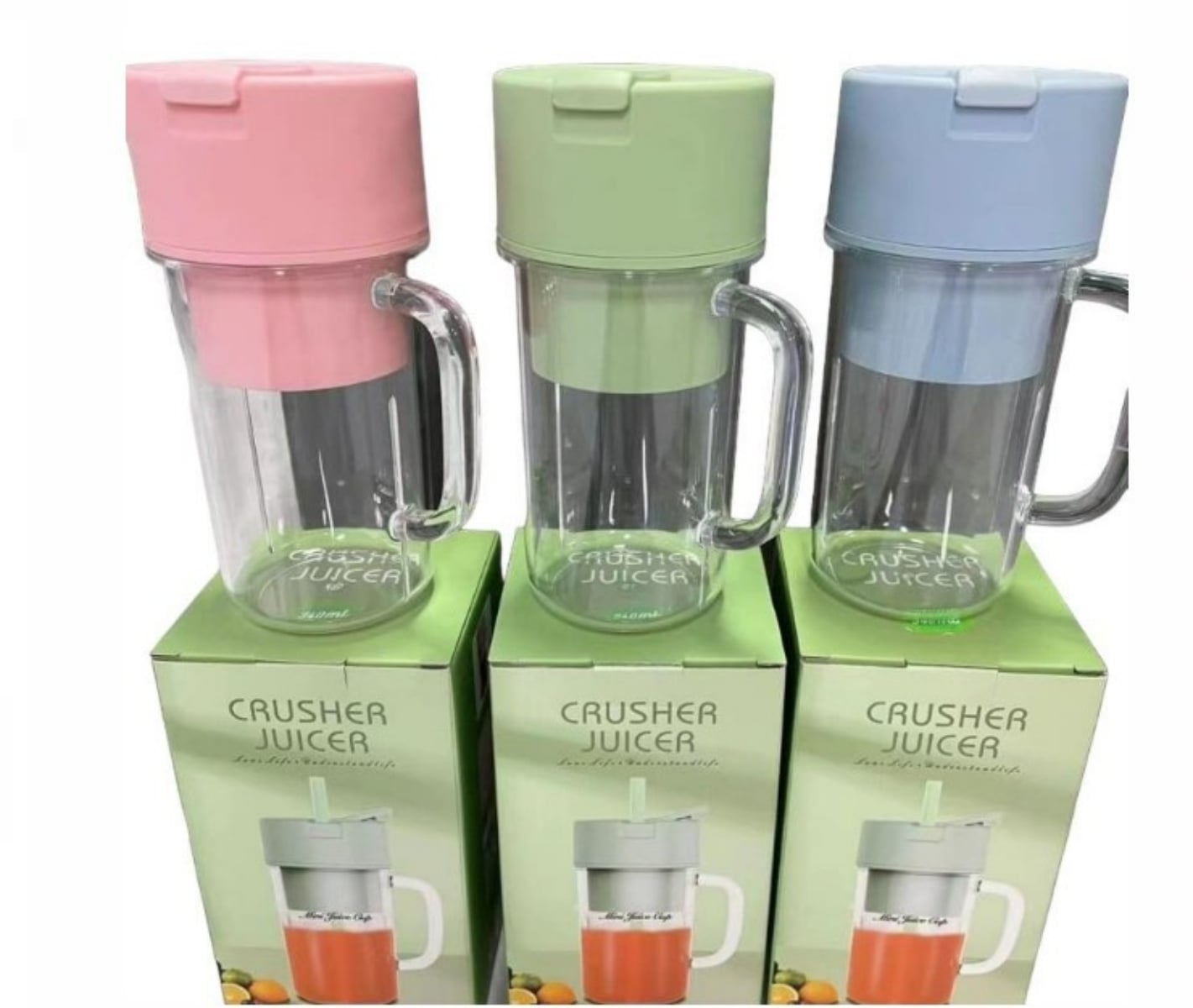 TAZA DE JUGO EXPRIMIDOR LICUADORA PORTATIL CON BOMBILLA Y ASA 340ML -AZUL - 2