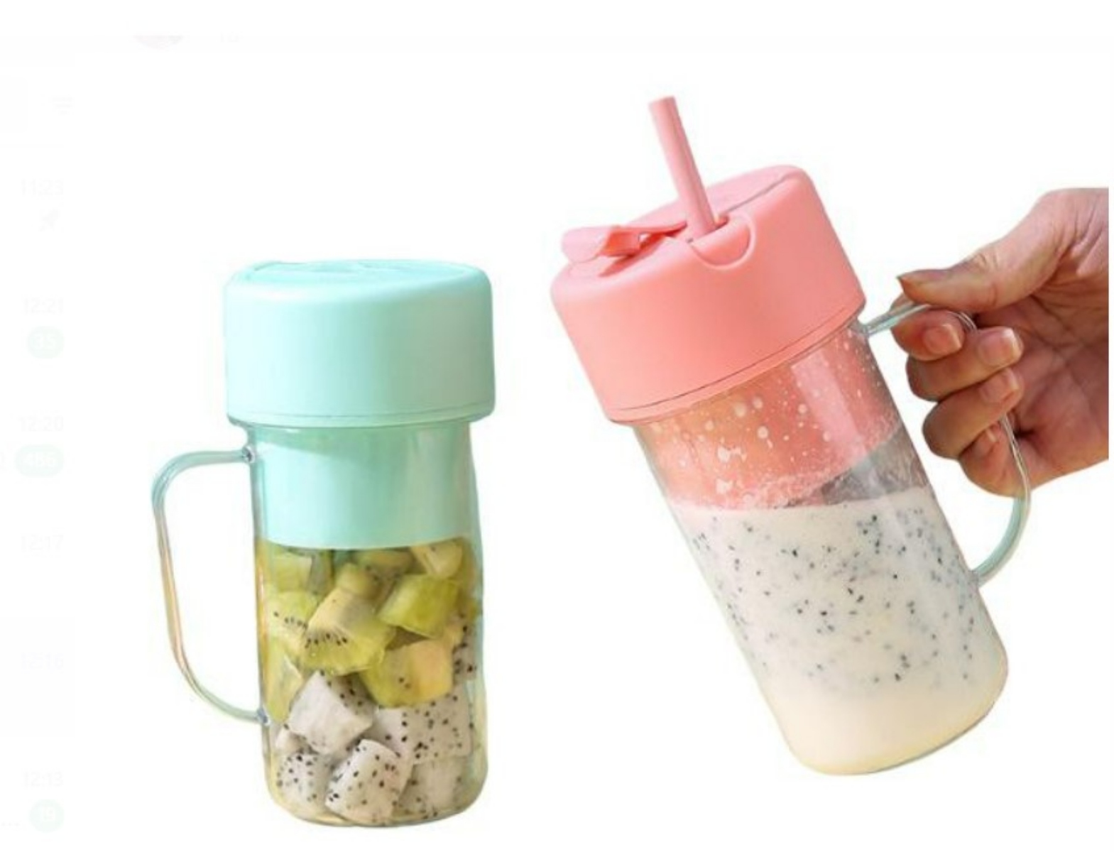 OEM TAZA DE JUGO EXPRIMIDOR LICUADORA PORTATIL CON BOMBILLA Y ASA 340ML -VERDE
