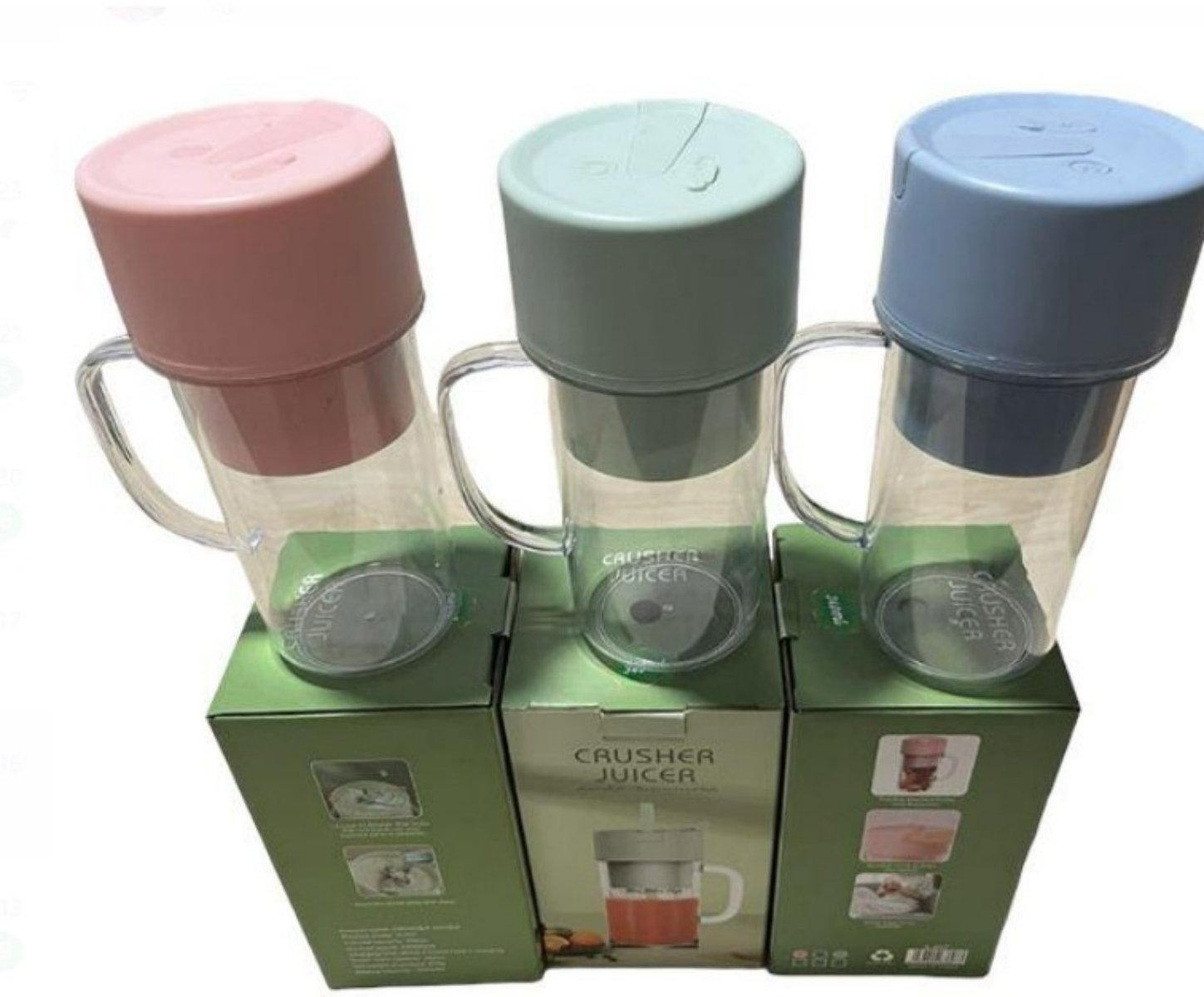 TAZA DE JUGO EXPRIMIDOR LICUADORA PORTATIL CON BOMBILLA Y ASA 340ML -VERDE - 3