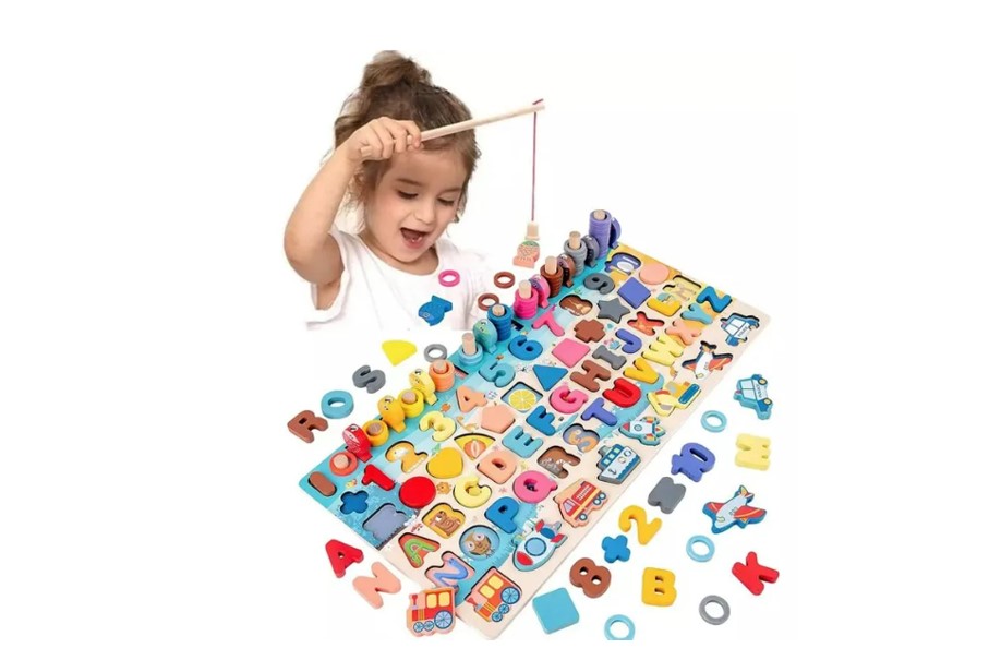 TABLERO DE JUEGO ROMPECABEZAS 7 EN 1 DE NUMEROS Y LETRAS MONTESSORI - 2
