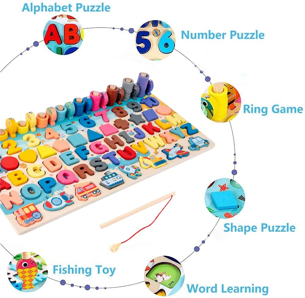 TABLERO DE JUEGO ROMPECABEZAS 7 EN 1 DE NUMEROS Y LETRAS MONTESSORI - 3