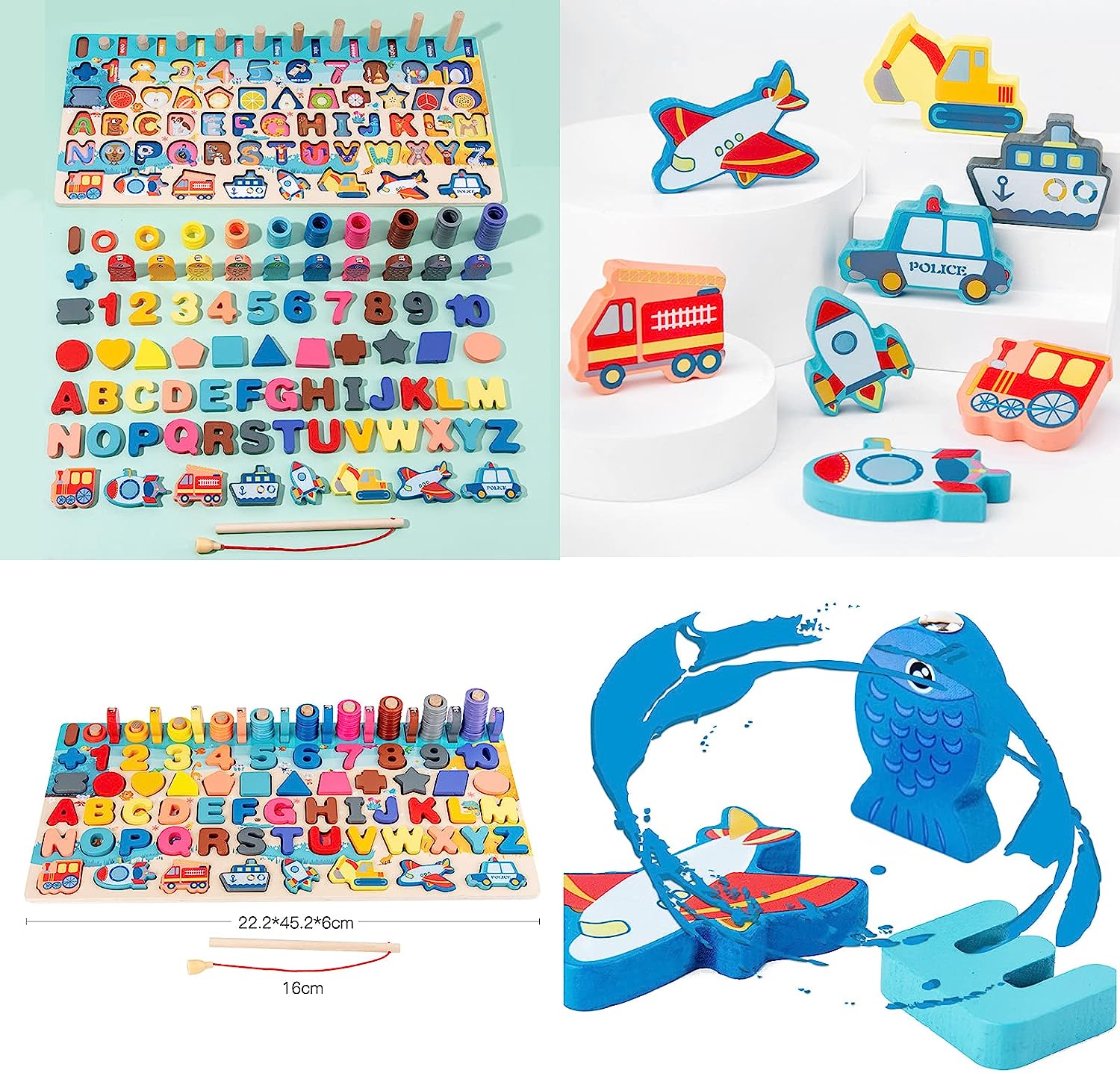 TABLERO DE JUEGO ROMPECABEZAS 7 EN 1 DE NUMEROS Y LETRAS MONTESSORI - 4