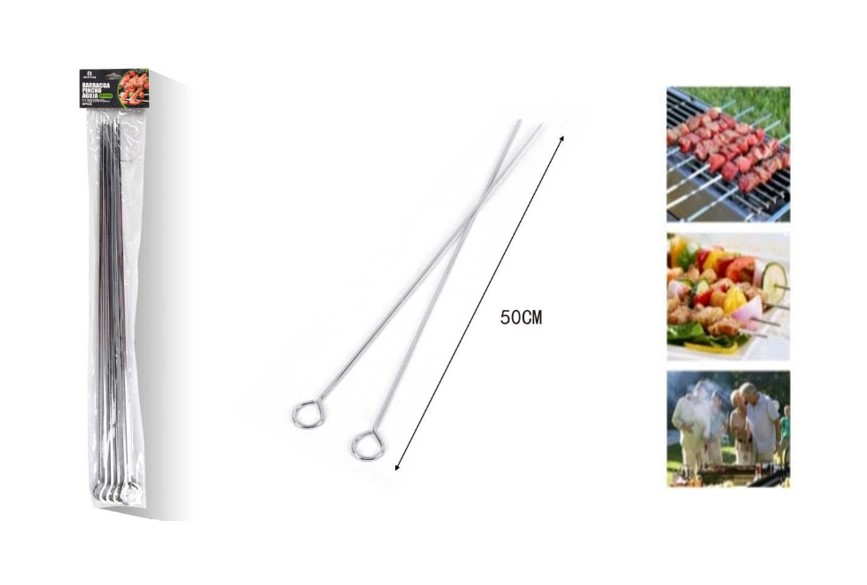 SET 6 BROCHETA AGUJA BARBACOA 50CM - 3